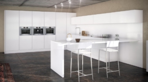 Cocina completa blanca con armarios