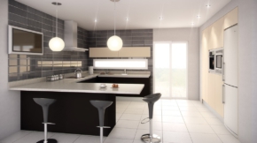 cocina con barra de desayuno