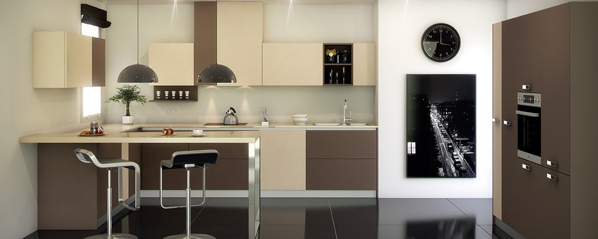 Barra moderna con apoyo final metálico