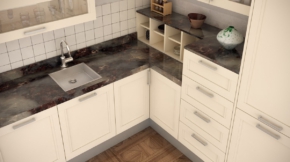 cocina con encimera de mármol