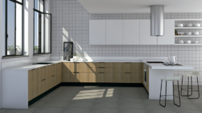 cocina minimalista en forma de u